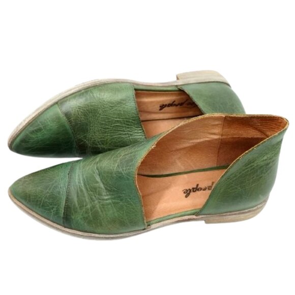 FREE PEOPLE~Royale Flat~GREEN LEATHER WOMENS SHOES Made in SPAIN Size 9 - Picture 8 of 8